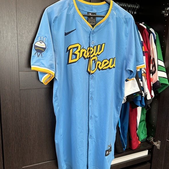 Men's Milwaukee Brewers Nike Powder Blue City Connect Elite Jersey